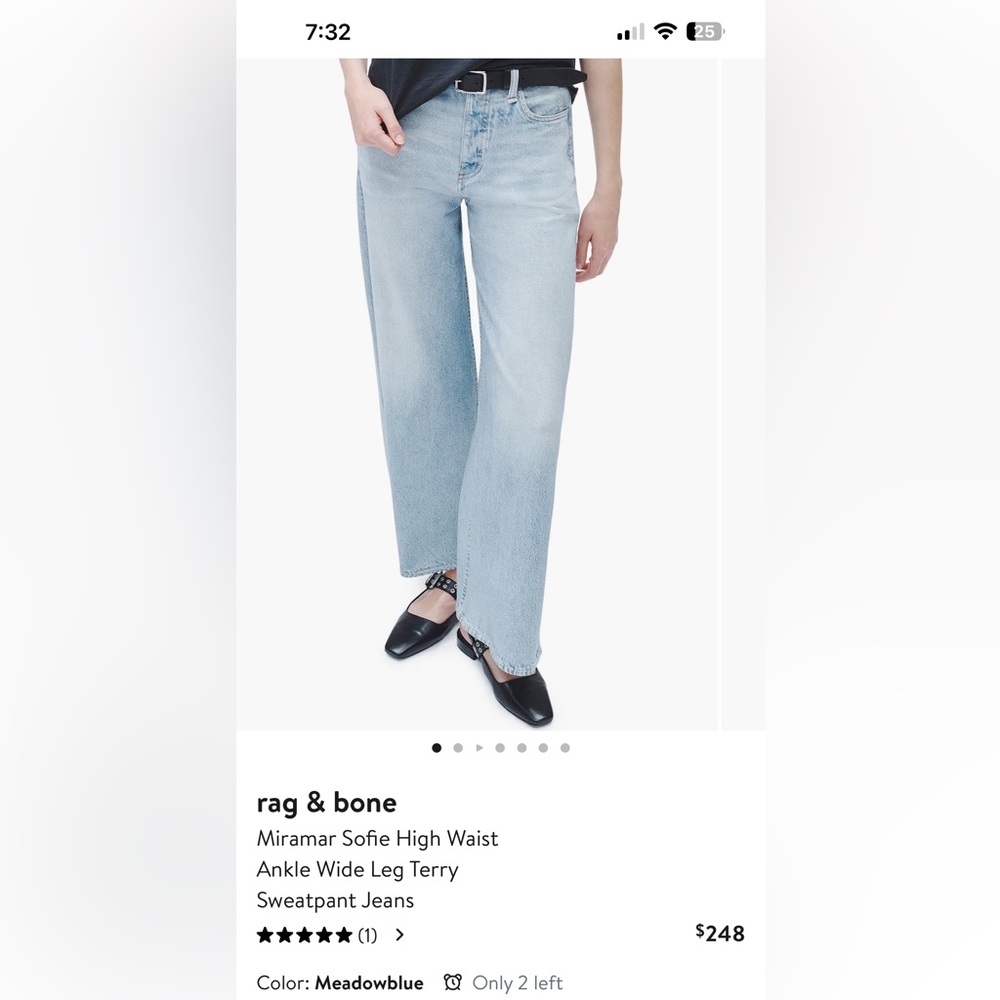 Rag & Bone Miramar Sofie high waist ankle wide leg terry sweatpant jeans! Sz 31